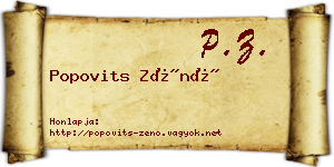 Popovits Zénó névjegykártya